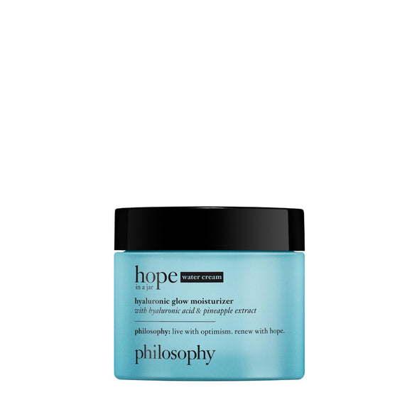 Philosophy hyaluronic acid moisturizer Hope Water Cream with pineapple extract in blue jar