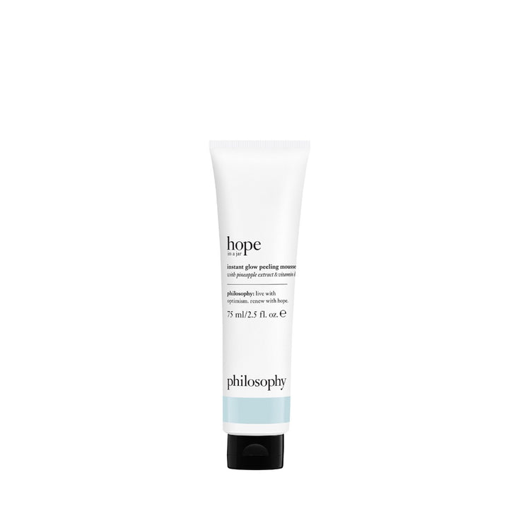 Philosophy instant glow peeling mousse in white squeeze tube with black cap 2.5 oz