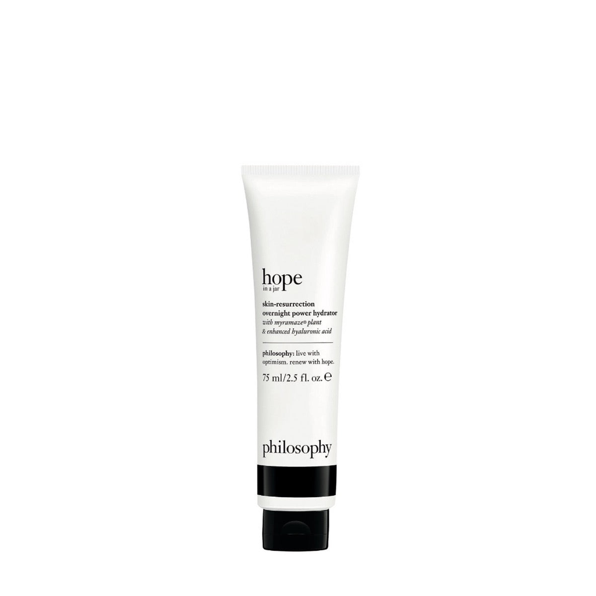 Philosophy Hope In A Jar overnight hydrating moisturizer in white tube with black cap 2.5 fl oz