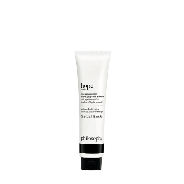 Philosophy Hope In A Jar overnight hydrating moisturizer in white tube with black cap 2.5 fl oz