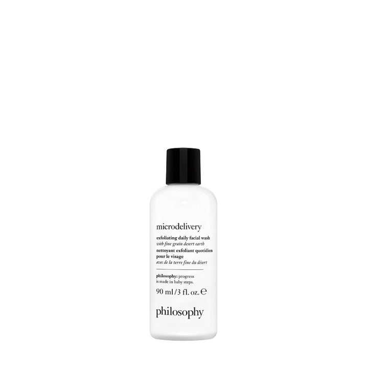 Philosophy Microdelivery facial wash exfoliating daily wash in white 90ml bottle with black cap
