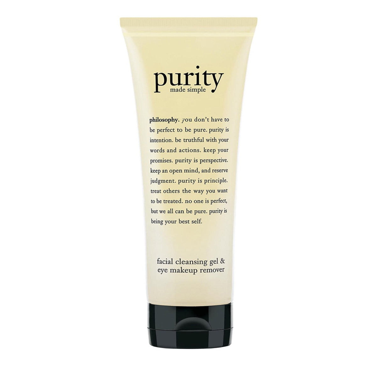 Philosophy purity face wash facial cleansing gel and eye makeup remover in a beige tube