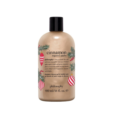 Philosophy shower gel 16 oz cinnamon sugared apples scented bottle with holiday design
