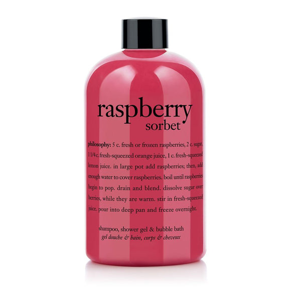 Philosophy shower gel 16 oz Raspberry Sorbet scented shampoo and bubble bath in pink bottle