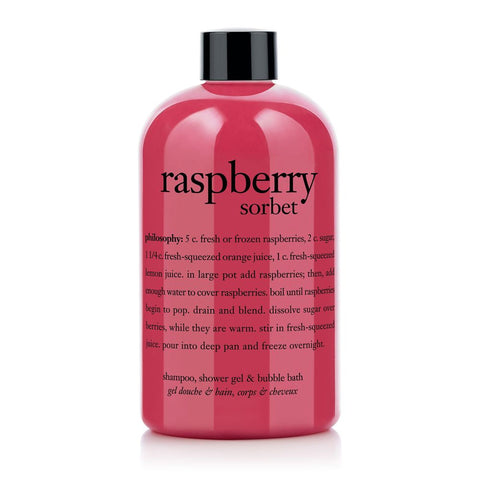 Philosophy shower gel 16 oz Raspberry Sorbet scented shampoo and bubble bath in pink bottle