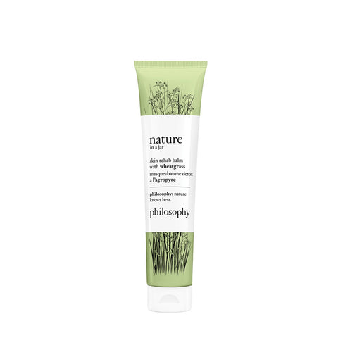 Philosophy Nature in a Jar skin rehab balm with wheatgrass in a green tube