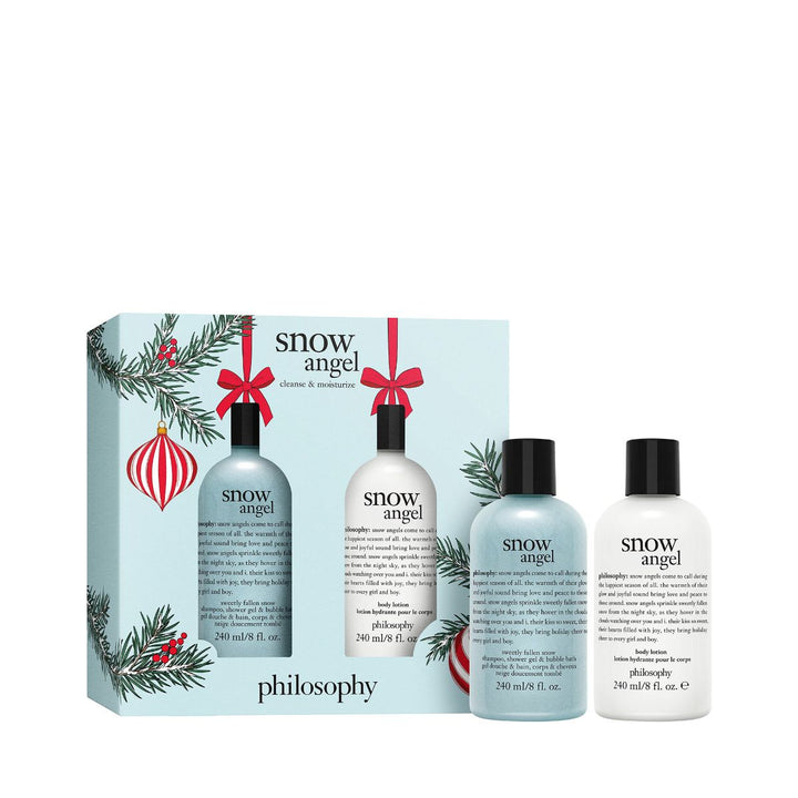 Philosophy Snow Angel gift set with shower gel and body lotion in festive holiday packaging