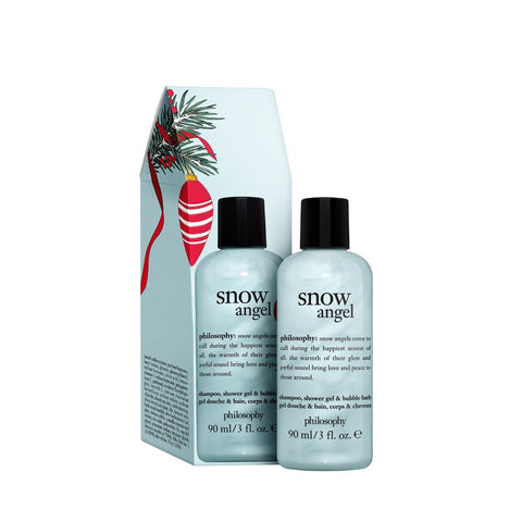 Philosophy Snow Angel shower gel 90 ml with festive holiday packaging and black cap