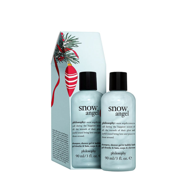 Philosophy Snow Angel shower gel 90 ml with festive holiday packaging and black cap