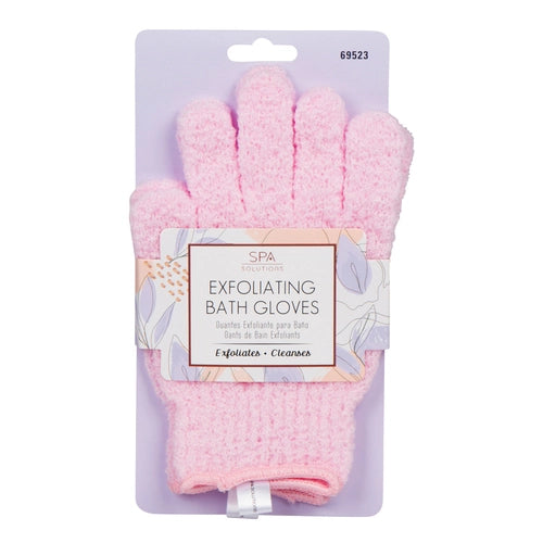 Cala pink exfoliating bath gloves for gentle skin exfoliation and cleansing in spa treatments