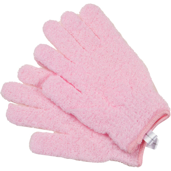 Cala pink exfoliating bath gloves with soft textured fabric for gentle skin exfoliation
