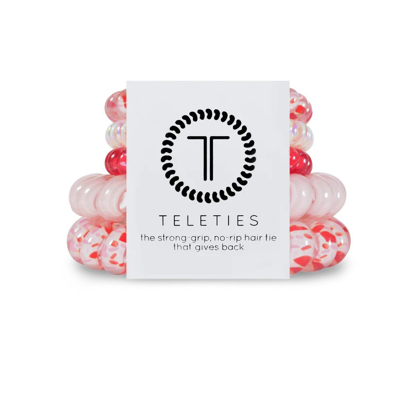 Teleties hair ties multipack featuring colorful, no-rip hair ties with strong grip and stylish design