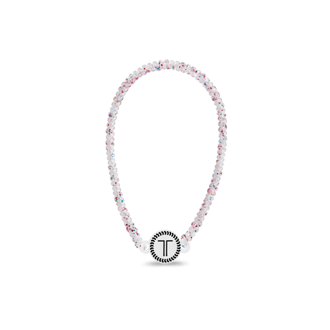 Teleties headband in pink and clear with a stylish logo for comfortable hair styling