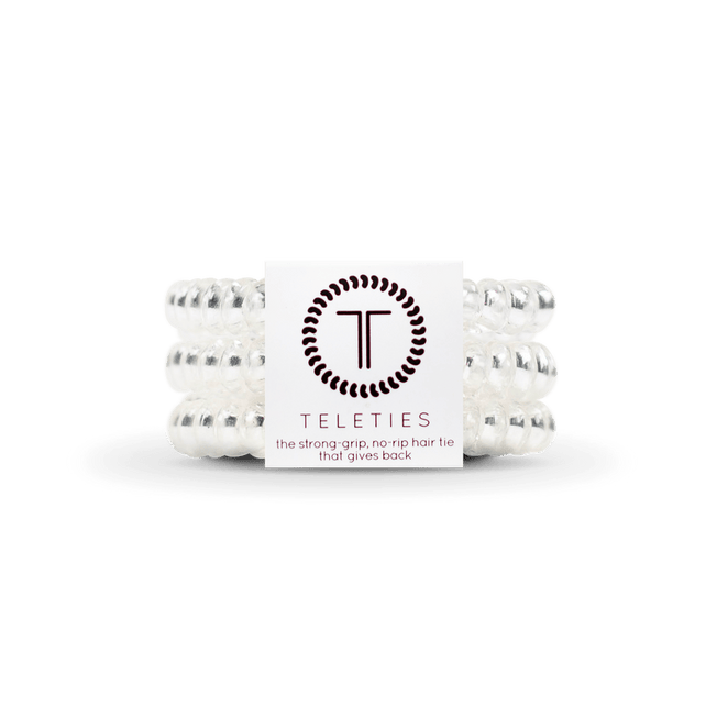 Teleties small hair ties in clear color for secure and stylish hair styling