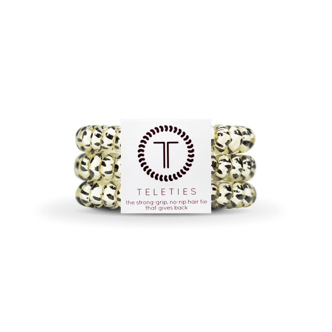 Teleties small hair ties in a leopard print design for secure and stylish hairstyles