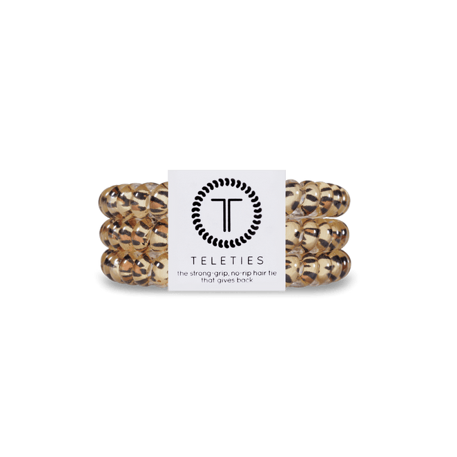 Teleties small hair ties in gold with a strong grip for comfortable hairstyles