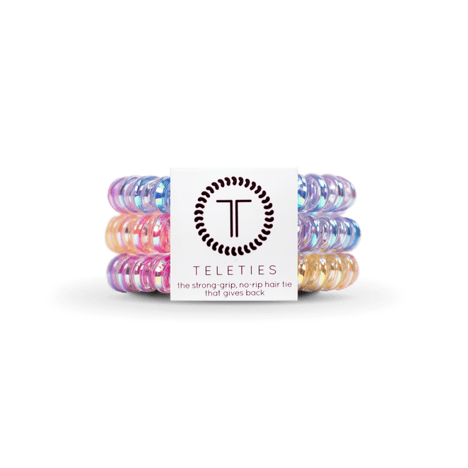 Teleties set of small hair ties in pastel colors with no-rip design for comfortable use