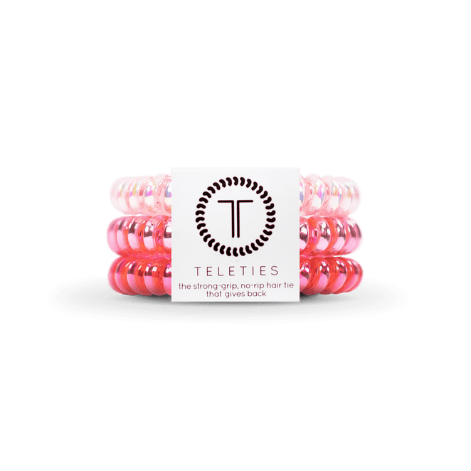 Teleties small hair ties in gradient pink and peach colors for a strong grip and no-rip hold