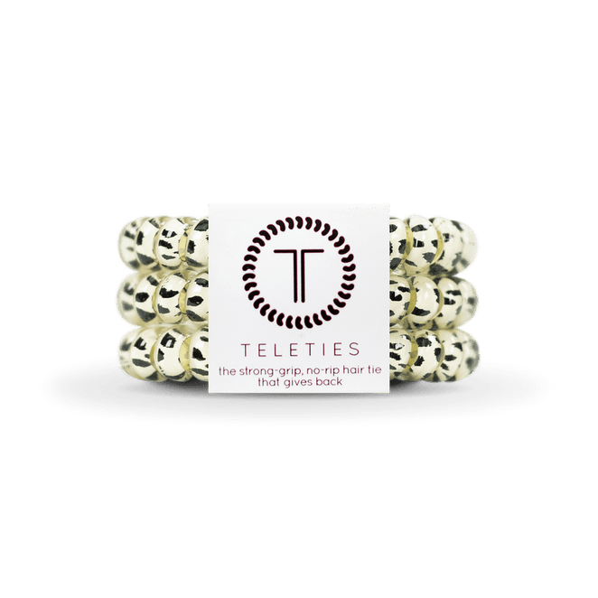Teleties strong grip hair ties in gold with a no-rip design for secure and stylish hair styling