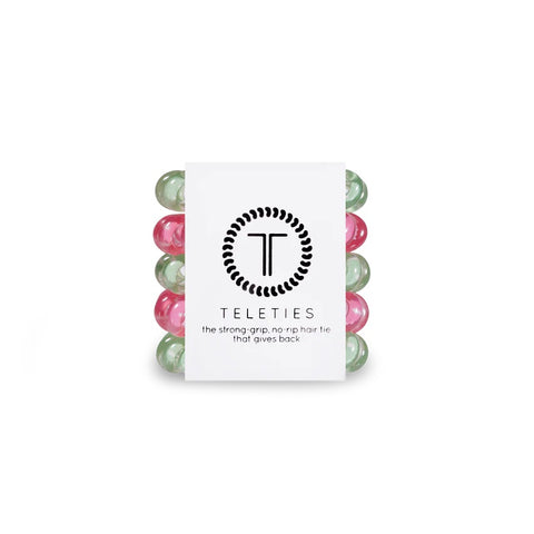 Teleties tiny hair ties in assorted colors for strong grip and no rip hair protection