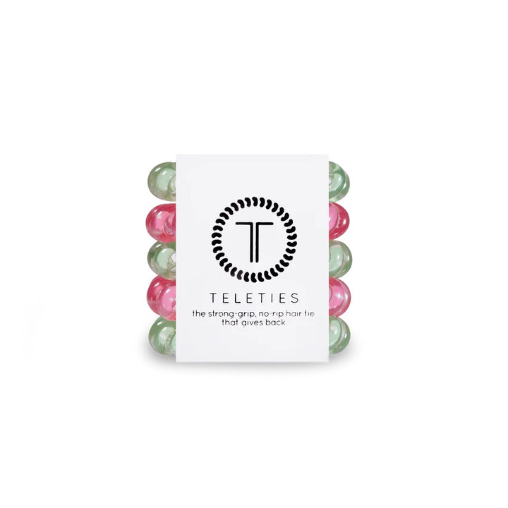 Teleties tiny hair ties in assorted colors for strong grip and no rip hair protection