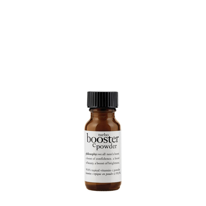 Philosophy turbo booster vitamin C powder for face in small brown bottle with black cap