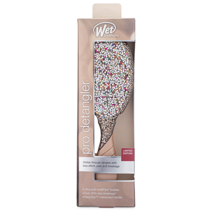 Wet Brush Crushed Jewels Detangler brush with glitter jewel design in beige packaging