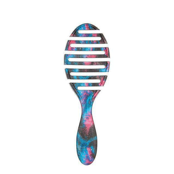 Wet Brush flex dry hair brush with colorful blue and pink design and vented body for faster drying