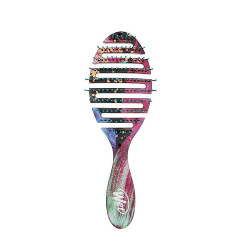 Wet Brush flex dry hair brush with colorful marbled design and vented way for fast drying