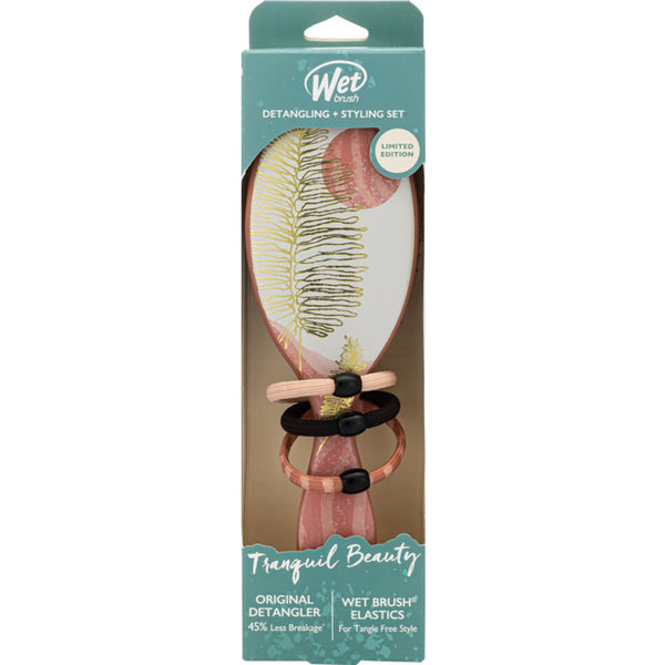 Wet Brush Tranquil Beauty detangling and styling set hair styling kit with original detangler and elastics