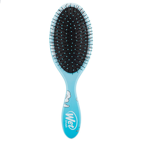 Wet Brush Justice League detangler brush with a blue handle and flexible bristles for easy hair untangling