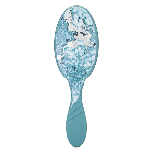 Wet Brush Pro Detangler in blue with decorative cracked ice pattern on back and ergonomic handle