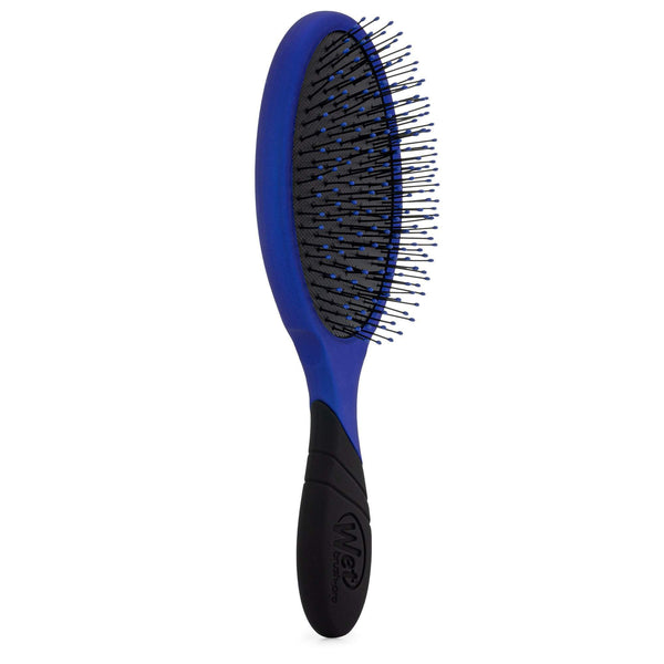 Wet Brush Pro Detangler with blue handle and flexible bristles for gentle hair detangling