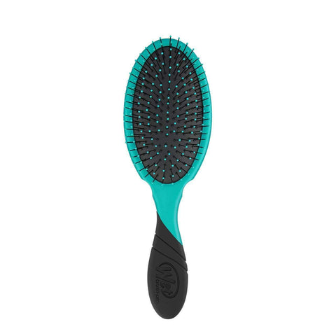 Wet Brush pro detangler with teal and black handle and flexible bristles for gentle detangling