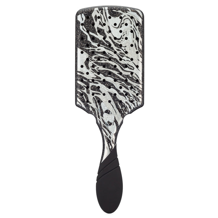 Wet Brush Pro Paddle Detangler with black and white marbled design and ergonomic black handle
