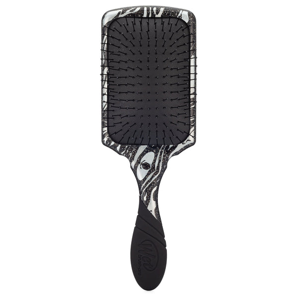 Wet Brush Pro Paddle Detangler with black bristles and marbled black and white handle