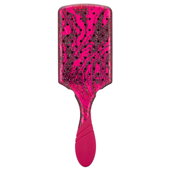 Wet Brush Pro Paddle Detangler in pink and black swirl design with ergonomic handle