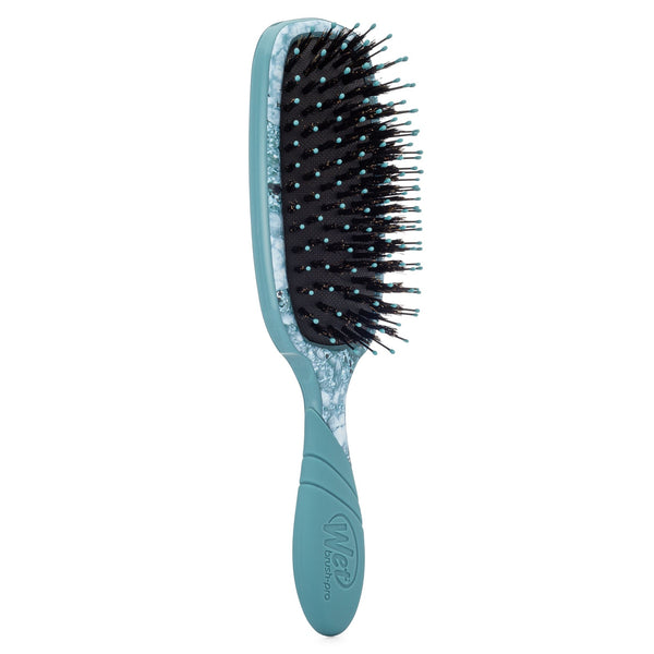 Wet Brush Pro Shine Enhancer hairbrush with teal handle and black bristles for smooth and shiny hair