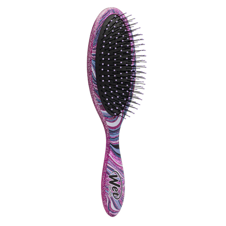 Wet Brush Swirl Style detangler kit hairbrush with pink and purple swirl pattern and flexible bristles