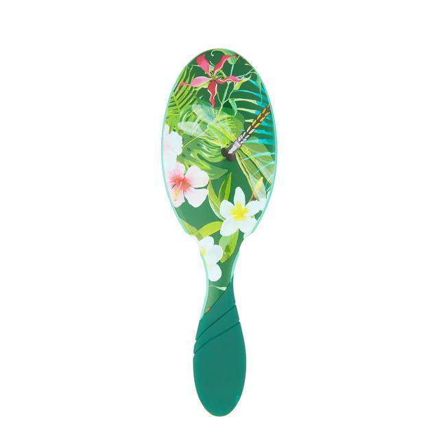 Wet Brush with tropical design hair brush featuring vibrant green leaves and colorful flowers