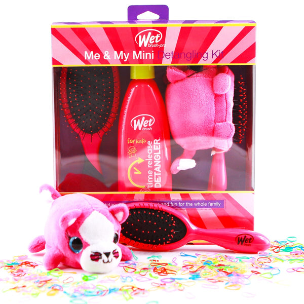 Wet Brush unicorn detangler brush gift set with pink plush toy, detangling spray, and hairbrush
