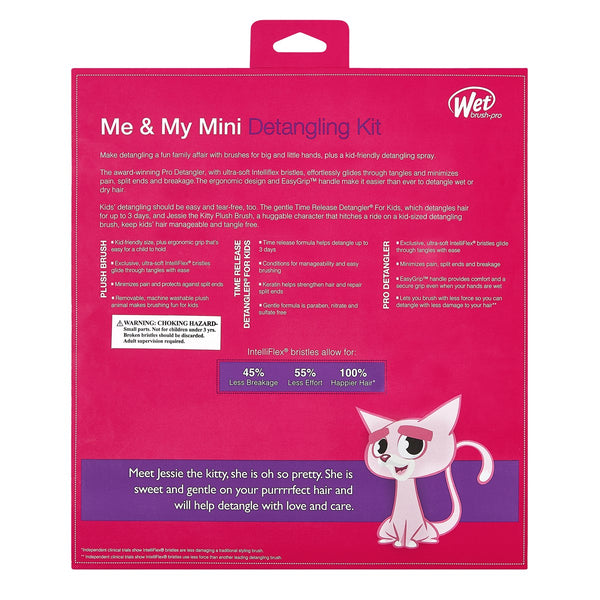 Wet Brush Me & My Mini Detangling Kit packaging with unicorn detangler brush for kids