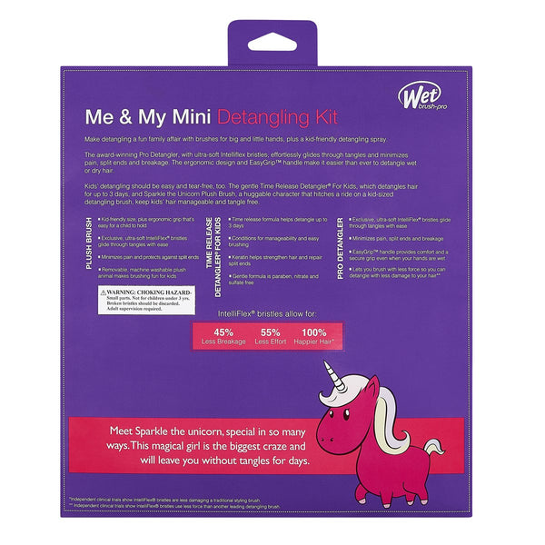 Wet Brush unicorn detangler brush packaging with detailed product features and magical unicorn design