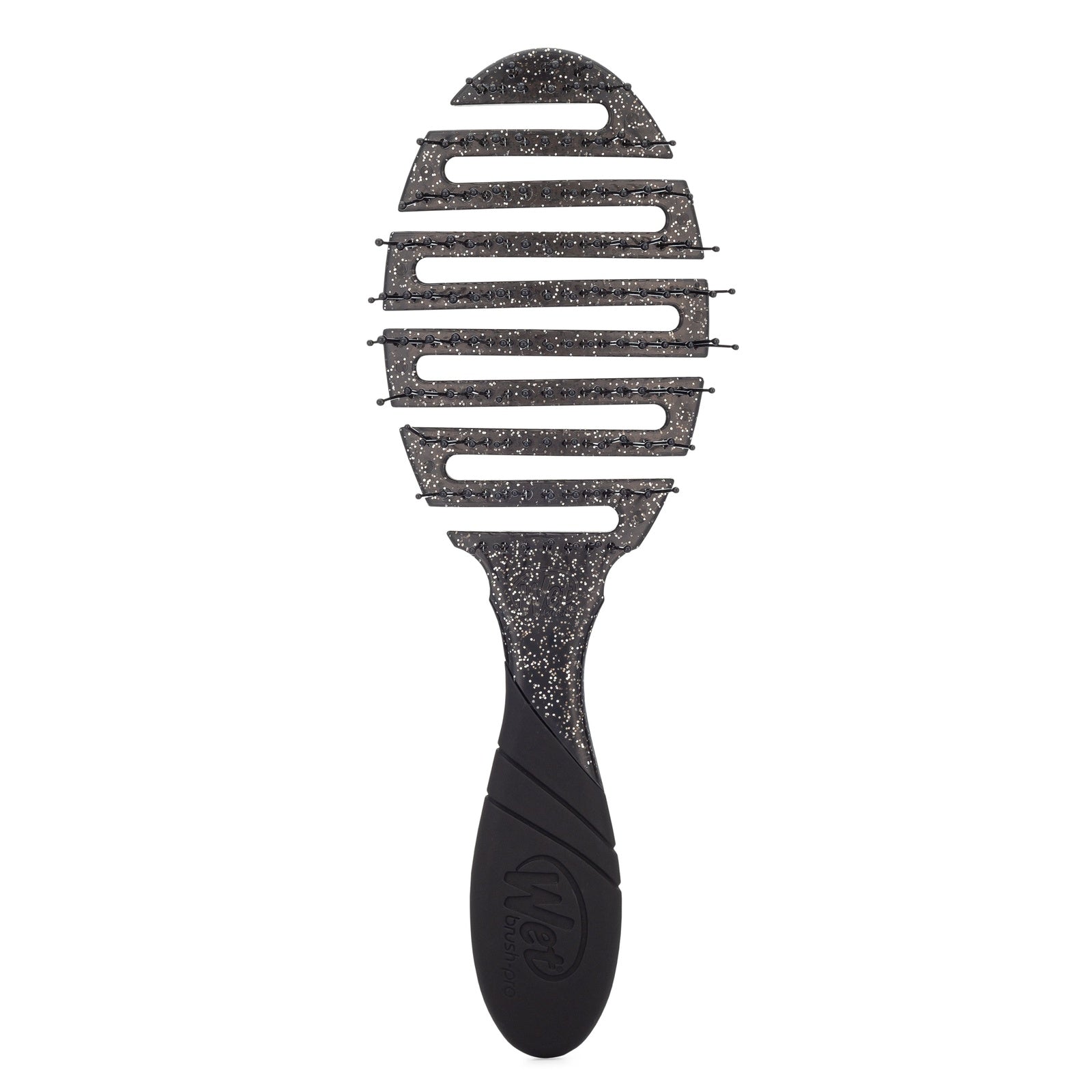 Wet Brush Mineral Sparkle Flex Dry Brush with black glitter design and flexible vented head