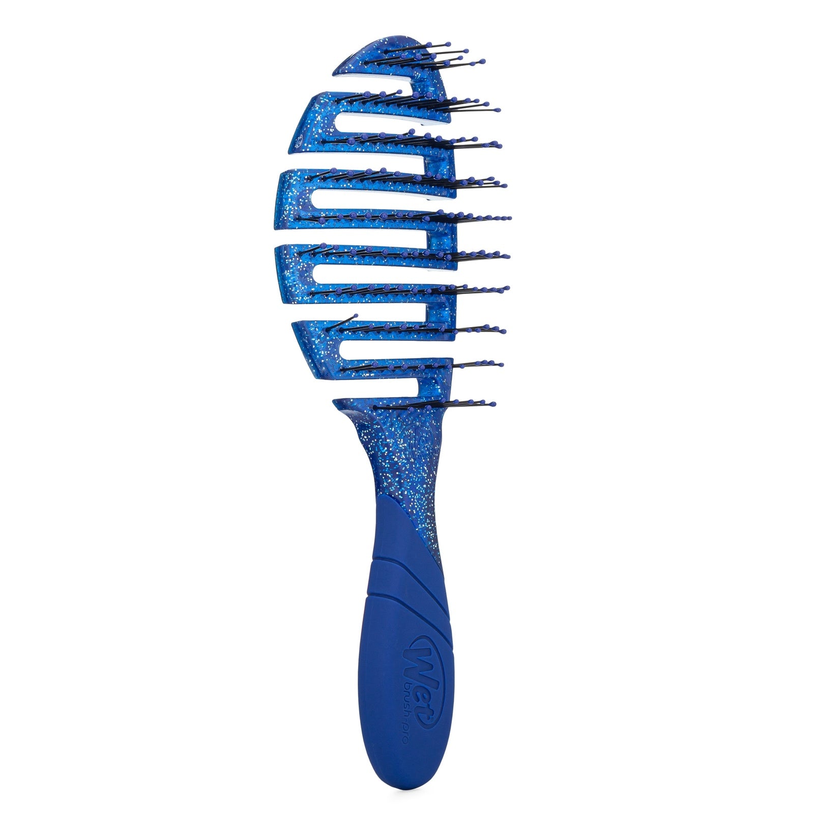 Wet Brush Mineral Sparkle Flex Dry Brush in blue with flexible vented design and glitter accents