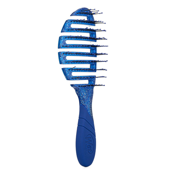 Wet Brush Mineral Sparkle Flex Dry Brush in blue with flexible vented design and glitter accents