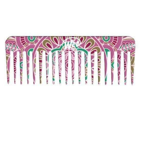 Wet Brush Moroccan print detangler comb with colorful purple and green floral design