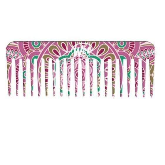 Wet Brush Moroccan print detangler comb with colorful purple and green floral design