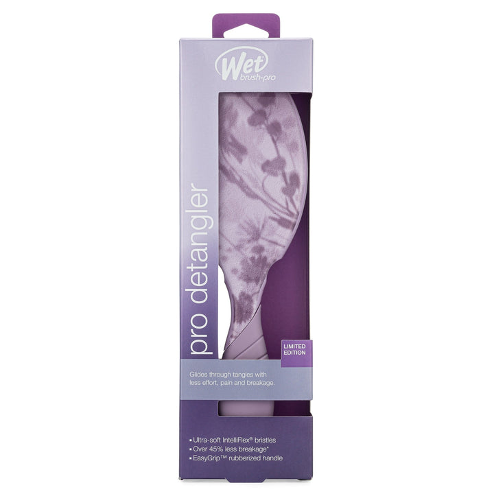 Wet Brush Pro Detangler Brush Floral Shadows in purple packaging with floral design and limited edition label