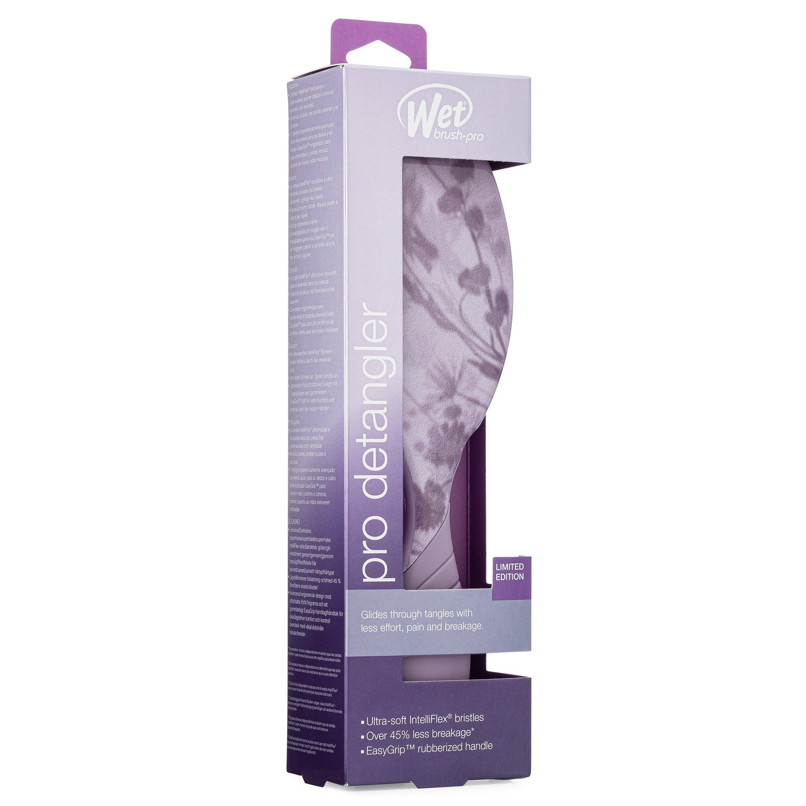 Wet Brush Pro Detangler Brush Floral Shadows with ultra-soft bristles in purple floral design